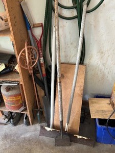 lot 98 image: Shovel, Scrapers, Hose, and More