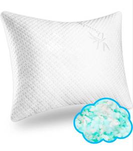 lot 104 image: Adjustable Shredded Memory Foam Bamboo Pillow Queen Size $39.99 Retail - Brand New