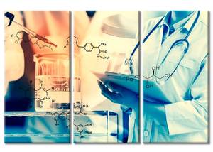 lot 106 image: Framed Medical and Laboratory Science Wall Art Triptych 42 x 28 $69.99 Retail - Brand New