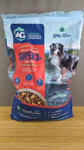 lot 111 image: AG Wild Salmon Super 3 Recipe Dog Food, 32 Protein, 25 lb Bag $92.99 Retail - Brand New