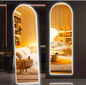 lot 115 image: Large LED-Backlit Arched Mirror Metal Frame $119.99 Retail - Brand New