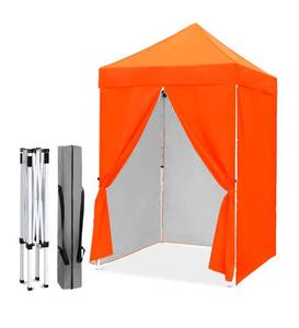 lot 117 image: Pop Up Straight Leg Canopy 5 ft x 5 ft with Sidewalls Orange $146.99 Retail - Brand New