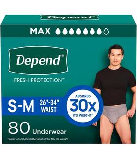 lot 128 image: Depend Fresh Protection Underwear S-M, 80 Count, Max Absorbency $53.49 Retail - Brand New