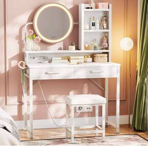 lot 129 image: White Vanity Desk with Lighted Mirror $129.99 Retail - Brand New
