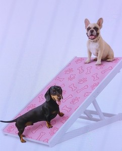 lot 132 image: Wooden Dog Ramp Pink Mintedpaws $89.99 - Brand New