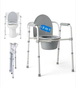 lot 139 image: Medline Guardian 3-in-1 Folding Commode Chair $89.99 Retail - Brand New