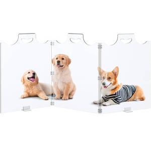 lot 144 image: Clear Acrylic Dog Fence Panel, Foldable Pet Gate $69.99 Retail - Brand New