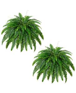 lot 145 image: Pair of Faux Fern Hanging Plants in Box $59.99 Retail - Brand New