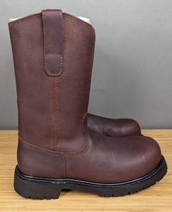 lot 155 image: Legend Safety Brown Leather Work Boots Size 9 and 11 Boot Height $119.99 Retail - Brand New