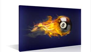 lot 160 image: Modern Art Canvas and Print - Flaming 8 Ball Pool Art Brand New 24 x 36 - Brand New