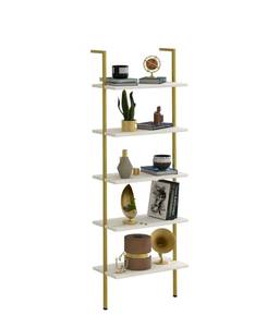 lot 169 image: Modern 5-Tier Metal and Wood Kitchen Shelf Unit $119.99 Retail - Brand New