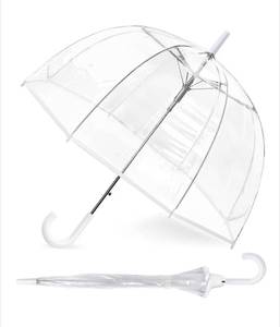 lot 189 image: Clear Bubble Dome Umbrella with White Handle - Brand New