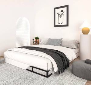lot 207 image: Qingzhou Modern Low-Profile Queen Platform Bed Frame - Brand New