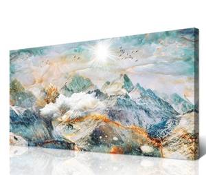 lot 211 image: Abstract Mountain Landscape Canvas Art Print 24 x 48 $119.99 Retail - Brand New