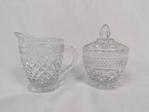 lot 23 image: Pressed Glass Creamer and Sugar Bowl Set