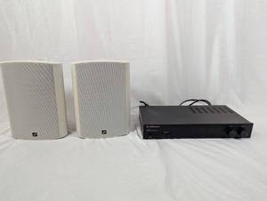 lot 48 image: AudioSource AMP 100 Stereo Power Amplifier with Dayton Audio IO650BW Speakers