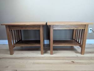 lot 97 image: Pair of Oak End Tables