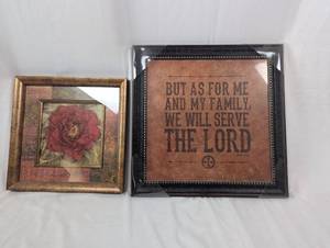 lot 124 image: Framed Art Prints - Floral and Inspirational Quote