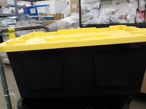 lot 89 image: Yellow Black Tote 23 Gallon...
