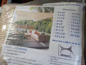 lot 338 image: Rectangle Sun Shade Sail 8 ft x 12 ...