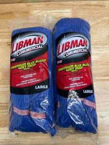 lot 103 image: Lot of 2 - Large Blue Polyester Blend Looped-End Libman Wet Mop Head