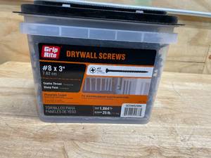 lot 64 image: Grip Rite #8 x 3 Phillips Bugle Head Drywall Screws, Coarse Thread (25 lbBucket) #3CDWS25BK
