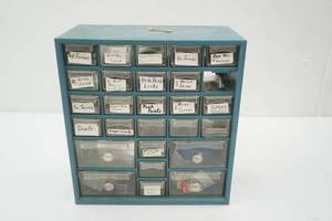 lot 69 image: 27 drawer small hardwares organizer bin & contents