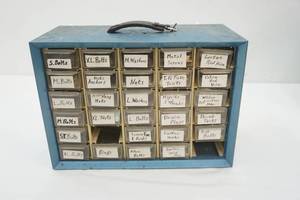 lot 70 image: 30 drawer small hardwares organizer bin & contents
