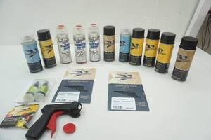 lot 75 image: Automotive Touchup Spray Paint, Sandpaper, Solvent, Can Gun