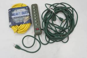 lot 152 image: Heavy Duty Extension Cords and Power Strip