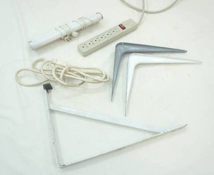 lot 230 image: Shelf Brackets, Power Strip, Extension Cord, Light