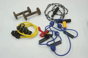 lot 374 image: Exercise Resistance Bands, Jump Ropes, Weights