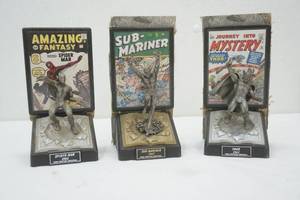 lot 414 image: Vintage Marvel Fine Pewter Action Figures 3ct
