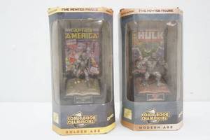 lot 415 image: Vintage Marvel Comic Book Champions Fine Pewter Action Figures 2ct