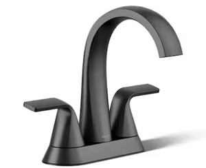 lot 124 image: KOHLER Cursiva 4 in. Centerset Double Handle Bathroom Faucet in Matte Black