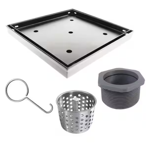 lot 125 image: 8 in. x 8 in. Stainless Steel Square Shower Drain with Tile Insert Drain Cover