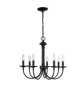 lot 140 image: 7-Light Oil Rubbed Bronze Candle Chandelier Light Fixture