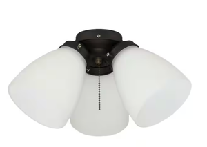 lot 146 image: Hampton Bay 3-Light Oil Rubbed Bronze Ceiling Fan Shades LED Light Kit