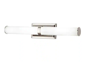 lot 147 image: Home Decorators Collection Rolande 100-Watt Equivalent Polished Nickel LED Vanity Light with Tube Etched Glass