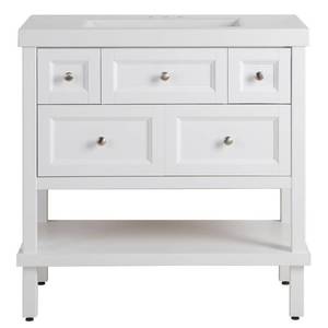 Ashland 37 in. W x 37 in. H x 19 in. D Bathroom Vanity in White with Vanity Top in White with White Sink