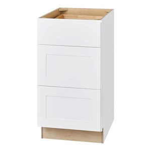 lot 63 image: Hampton Bay Avondale 18 in. W x 24 in. D x 34.5 in. H Ready to Assemble Plywood Shaker Drawer Base Kitchen Cabinet in Alpine White