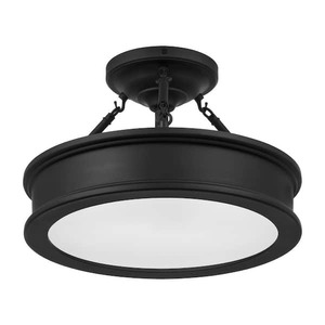 lot 69 image: Home Decorators Collection Grafton 15 in. 3-Light Coal Semi-Flush Mount Ceiling Light