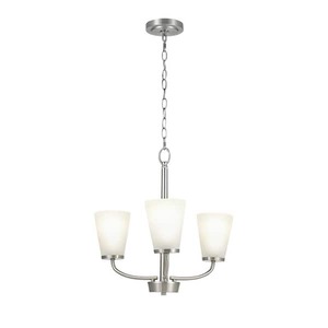 lot 70 image: Hampton Bay Helena 19 in 3-Light Brushed Nickel Hanging Chandelier with Frosted Glass Shades for Dining Room