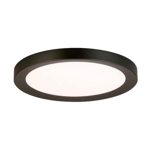 lot 72 image: Home Decorators Collection Calloway 19 in. Matte Black Concave Selectable LED Flush Mount