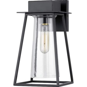 lot 73 image: Progress Lighting Raineville 1-Light 12 in. Matte Black Outdoor Wall Lantern with Clear Glass