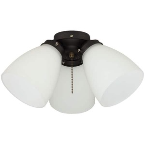 lot 83 image: (2) Hampton Bay 3-Light Oil Rubbed Bronze Ceiling Fan Shades LED Light Kit