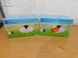 lot 145 image: (2) Hampton Bay 3-Light Oil Rubbed Bronze Ceiling Fan Shades LED Light Kit