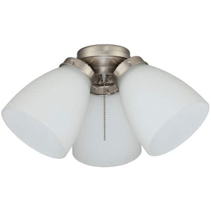 lot 77 image: (2) Hampton Bay 3-Light Brushed Nickel Ceiling Fan Shades LED Light Kit