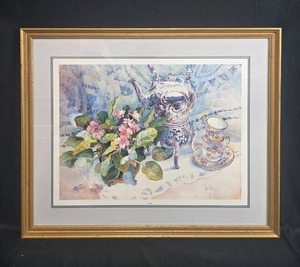 lot 7 image: Framed Still Life Print Lace Teatime by Rose Edin