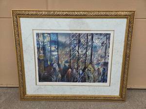 lot 11 image: Framed Limited Edition Yoram Raanan Print 7250 Prayer with Gold Decorative Frame
